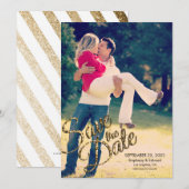 Faux Gold Glitter Save the Date Weddenrest (Voorkant / Achterkant)