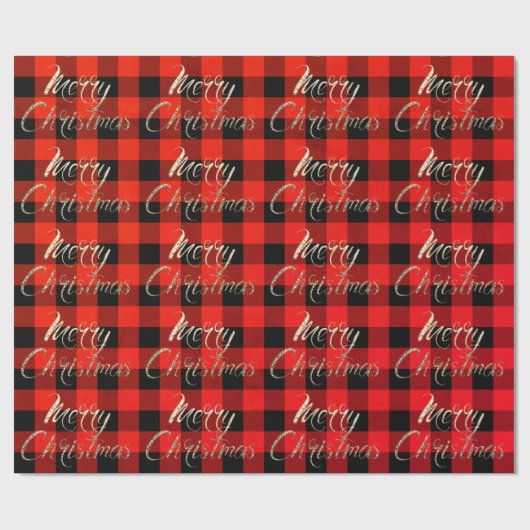 Faux Gold Glitter Script Buffalo met prettige kers Cadeaupapier (Vlak)