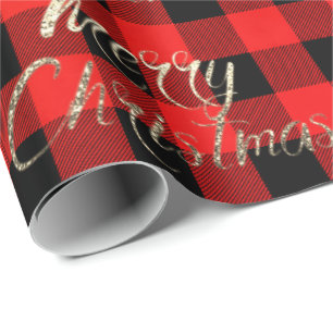 Faux Gold Glitter Script Buffalo met prettige kers Cadeaupapier