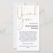 Faux Gold Glitter Script & Photo Funeral Hartelijk Bedankkaart (Voorkant)