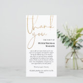 Faux Gold Glitter Script & Photo Funeral Hartelijk Bedankkaart (Staand voorkant)