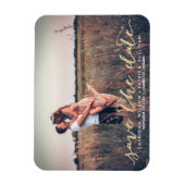 Faux Gold Glitter Script Save the Date Magnets Magneet (Verticaal)