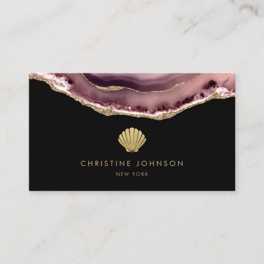 Faux Gold Glitter Seashell logo Design Visitekaartje (Voorkant)