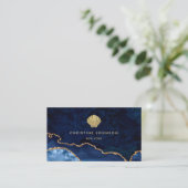 Faux Gold Glitter Seashell op blauw Visitekaartje (Staand voorkant)