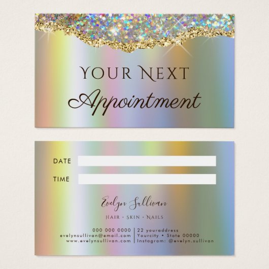 Faux Gold glitter sequin Appointment Card Visitekaartje (Voorkant /achterkant)