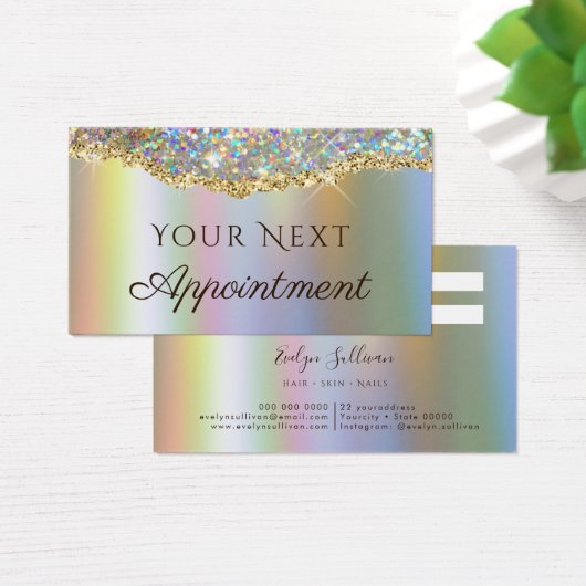 Faux Gold glitter sequin Appointment Card Visitekaartje (Bureau)