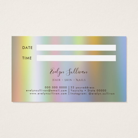 Faux Gold glitter sequin Appointment Card Visitekaartje (Achterkant)