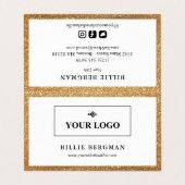 Faux Gold Glitter Social Media Logo & Foto Visitekaartje (Buitenkant ongevouwen)