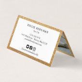 Faux Gold Glitter Social Media Logo & Foto Visitekaartje (Achterkant)