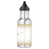 Faux Gold Glitter Sparkly Monogram Naam Schattige Waterfles (Rechts)