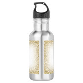 Faux Gold Glitter Sparkly Monogram Naam Schattige Waterfles (Achterkant)