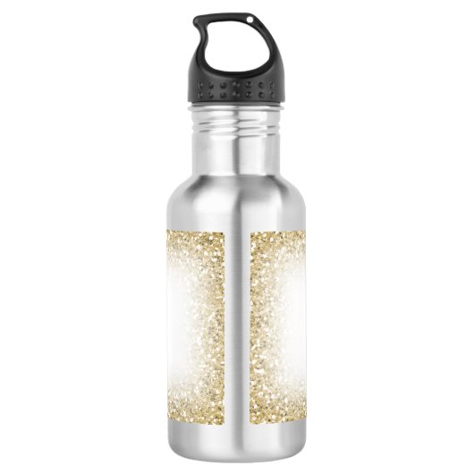 Faux Gold Glitter Sparkly Monogram Naam Schattige Waterfles (Achterkant)