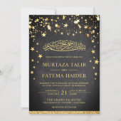 Faux Gold Glitter Sterren Chalkboard Moslim Bruilo Kaart (Voorkant)