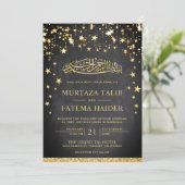 Faux Gold Glitter Sterren Chalkboard Moslim Bruilo Kaart (Staand voorkant)