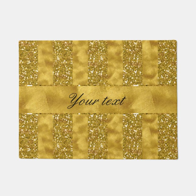 Faux Gold glitter strepen op Gold Foil Deurmat (Voorkant)