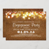 Faux Gold Glitter String Lights Verlovingsfeest Kaart (Voorkant / Achterkant)