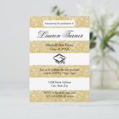 Faux Gold Glitter Stripe - 3x5 Afstudeerder Aankon Kaart (Staand voorkant)