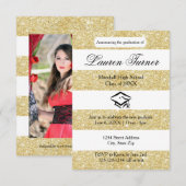 Faux Gold Glitter Stripe - 3x5 Afstudeerder Aankon Kaart (Voorkant / Achterkant)