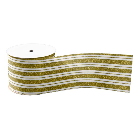 Faux Gold Glitter Stripes Grosgrain Lint (Spoel)