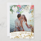 Faux Gold Glitter Swirls Save Date Kaart (Voorkant)