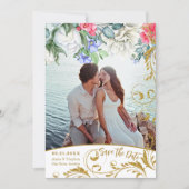 Faux Gold Glitter Swirls Save Date Kaart (Voorkant)