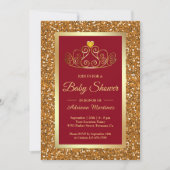 Faux Gold Glitter Tiara Prinses Rood Baby shower Kaart (Voorkant)