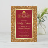 Faux Gold Glitter Tiara Prinses Rood Baby shower Kaart (Staand voorkant)