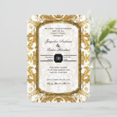 Faux Gold Glitter Ticket Couples Shower Kaart (Staand voorkant)