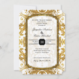 Faux Gold Glitter Ticket  Couples Shower Kaart
