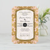 Faux Gold Glitter Ticket  Couples Shower Kaart (Staand voorkant)