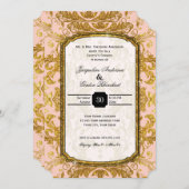 Faux Gold Glitter Ticket  Couples Shower Kaart (Voorkant / Achterkant)