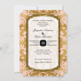 Faux Gold Glitter Ticket Couples Shower Kaart