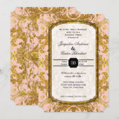 Faux Gold Glitter Ticket  repetitie Dinner Kaart (Voorkant / Achterkant)