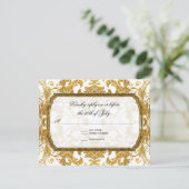 Faux Gold Glitter Ticket  RSVP-respons RSVP Kaartje (Staand voorkant)