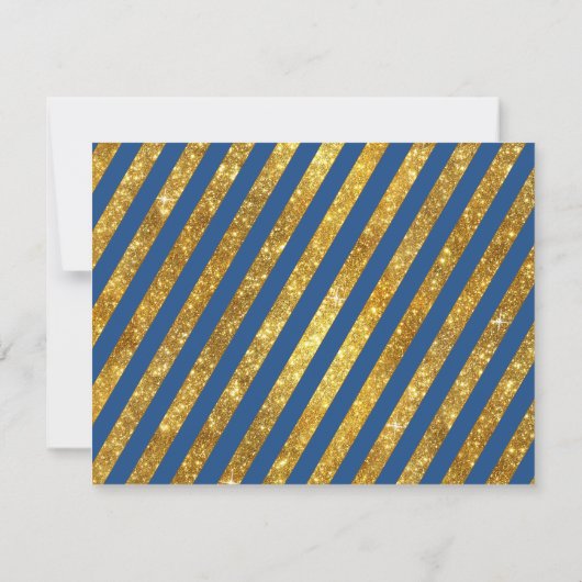 Faux Gold Glitter Ticket Striped RSVP Response (Achterkant)