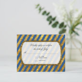 Faux Gold Glitter Ticket Striped RSVP Response Kaartje (Staand voorkant)