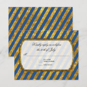 Faux Gold Glitter Ticket Striped RSVP Response Kaartje (Voorkant / Achterkant)