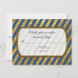 Faux Gold Glitter Ticket Striped RSVP Response Kaartje