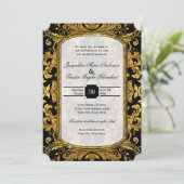Faux Gold Glitter Ticket Style  Typografie Kaart (Staand voorkant)