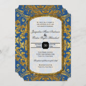 Faux Gold Glitter Ticket Style  Typografie Kaart (Voorkant / Achterkant)