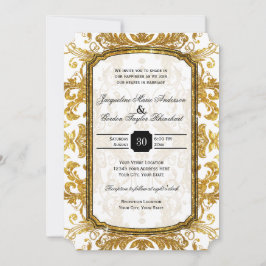 Faux Gold Glitter Ticket Style Typografie Kaart