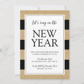 Faux Gold Glitter Uitnodiging Eve-partij nieuwjaar (Voorkant)