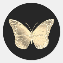 Faux Gold Glitter Vlinder Classic Ronde sticker
