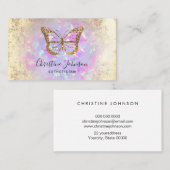 Faux Gold glitter vlinder op lavendel opaal Visitekaartje (Voorkant / Achterkant)
