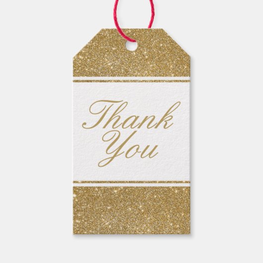 Faux Gold Glitter Weddenschap Hartelijk dank Gift  Cadeaulabel (Voorkant)