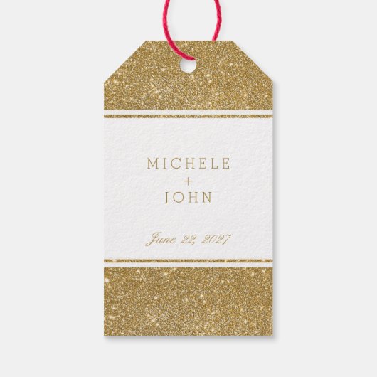 Faux Gold Glitter Weddenschap Hartelijk dank Gift  Cadeaulabel (Achterkant)