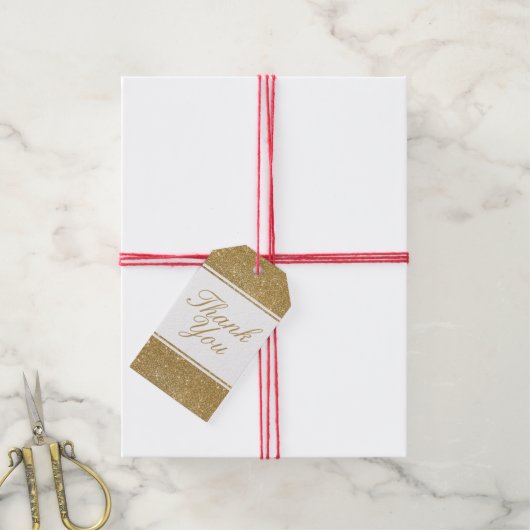 Faux Gold Glitter Weddenschap Hartelijk dank Gift  Cadeaulabel (Met Touw)