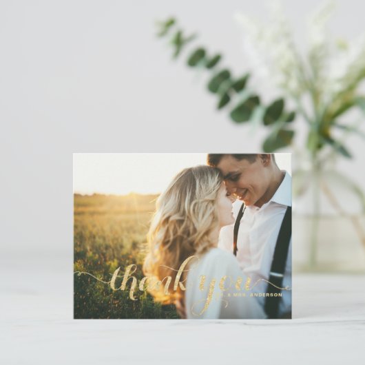 Faux Gold Glitter Wedding Hartelijk dank Briefkaar Briefkaart (Staand voorkant)
