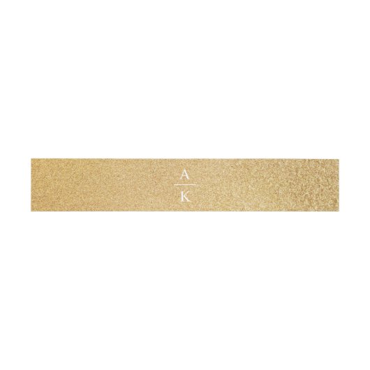 Faux Gold Glitter Wedding Monogram Uitnodigingen Wikkel (Vlak)