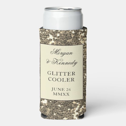 Faux Gold Glitter Wedding Party Seltzer Blikjeskoeler (Seltzer Voorkant)